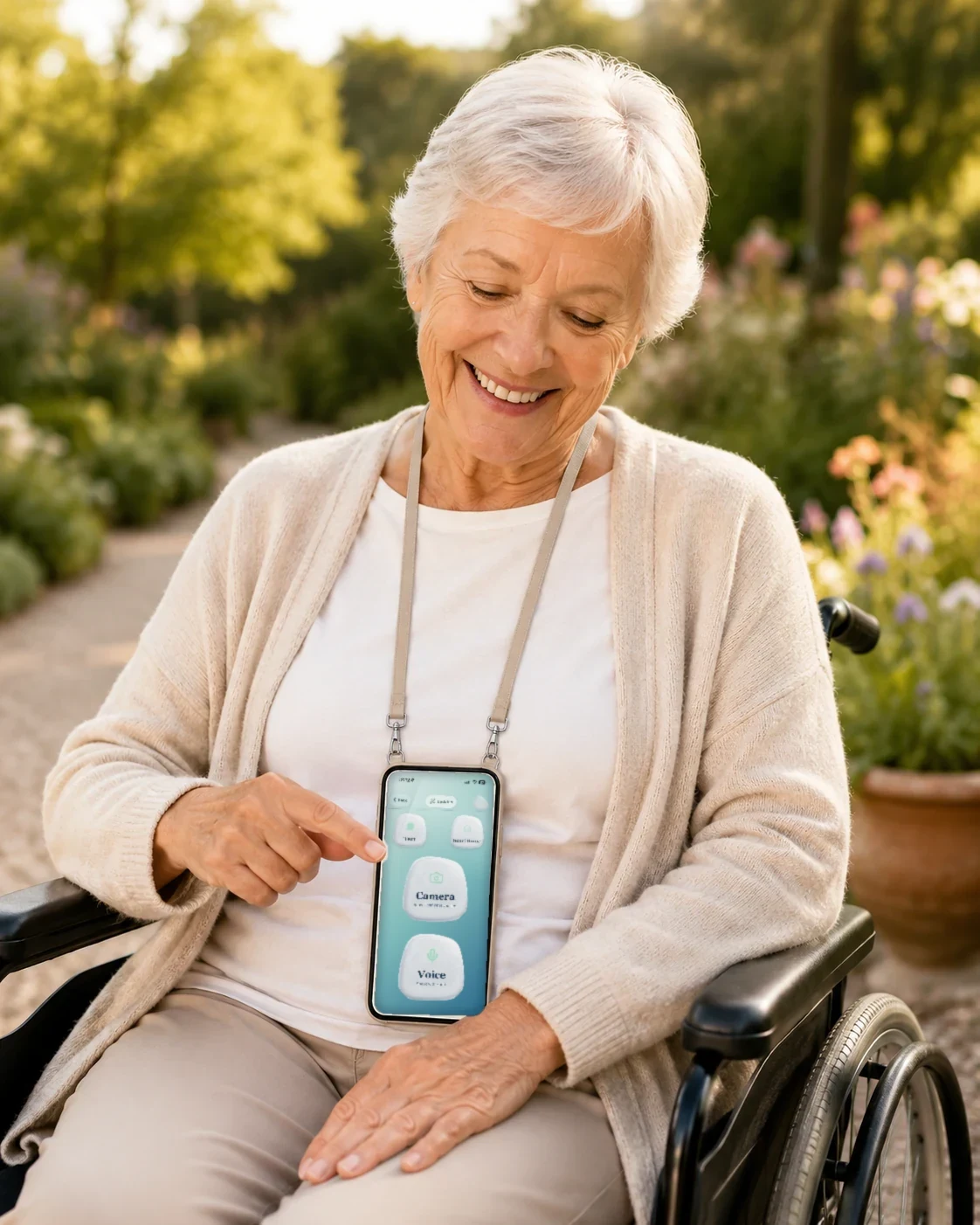 A resident in a garden using Henri